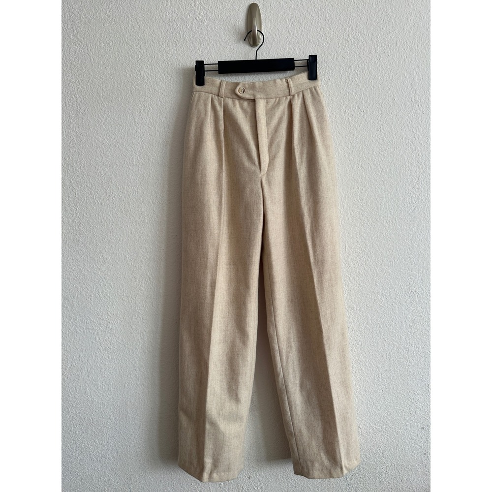 Liz Claiborne VTG Pleated Trousers Women 4 Cream Wool Blend High Waist Classic